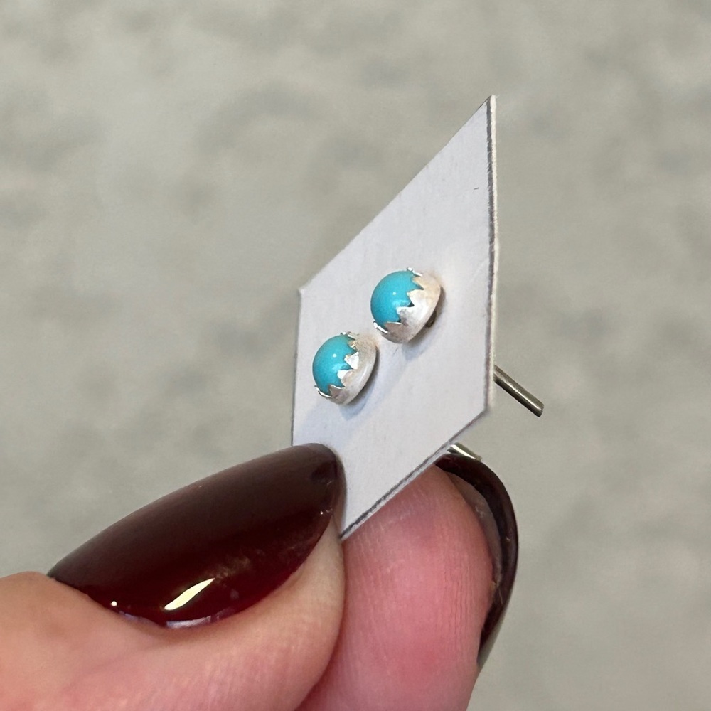 Artisan Turquoise Stud Earrings - Picture 3 of 5